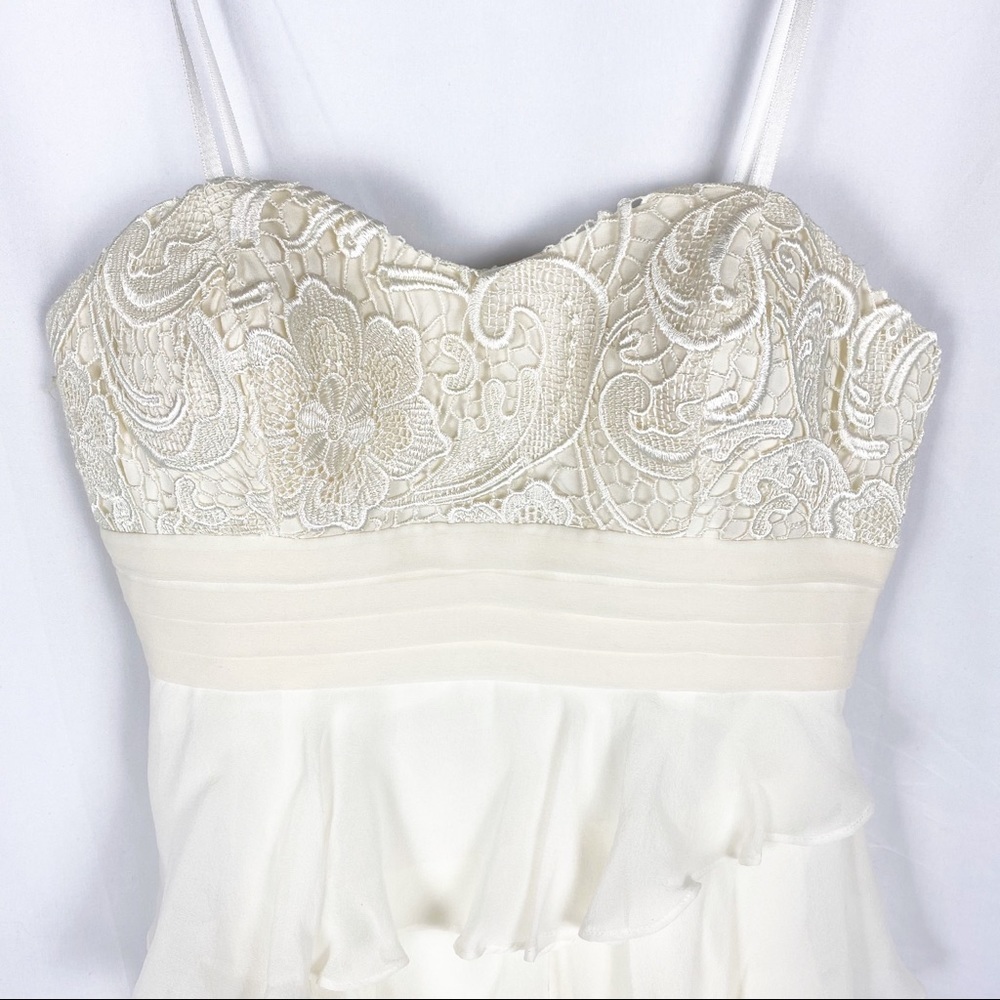 AIDAN MATTOX Ivory Embroidery Ruffle Bridal Dress - Picture 2 of 5